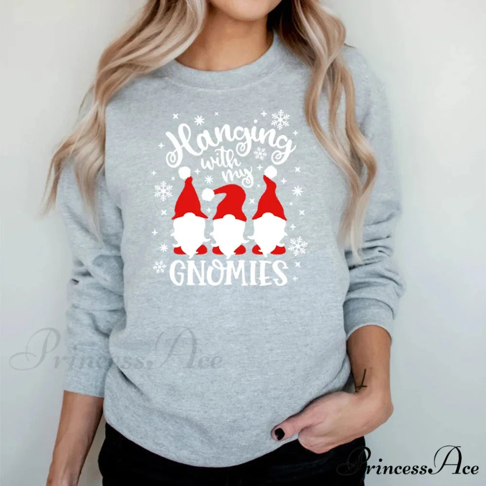 Christmas Gnomes Hanging Gnomies Funny Santa Graphic Christmas Hoodie