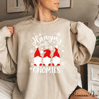 Christmas Gnomes Hanging Gnomies Funny Santa Graphic Christmas Hoodie