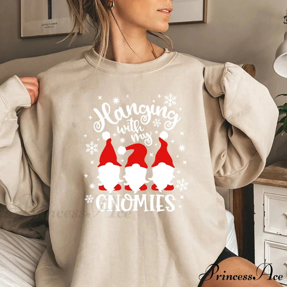 Christmas Gnomes Hanging Gnomies Funny Santa Graphic Christmas Hoodie