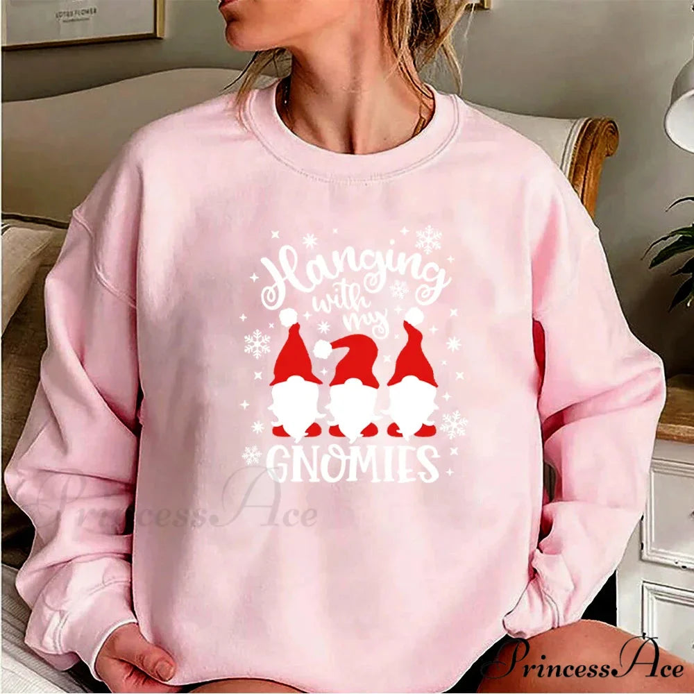 Christmas Gnomes Hanging Gnomies Funny Santa Graphic Christmas Hoodie