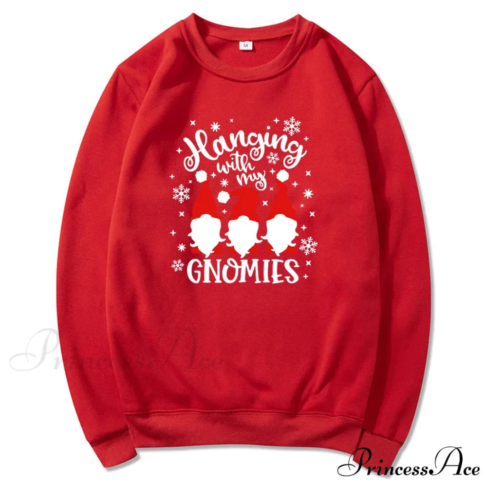 Christmas Gnomes Hanging Gnomies Funny Santa Graphic Christmas Hoodie