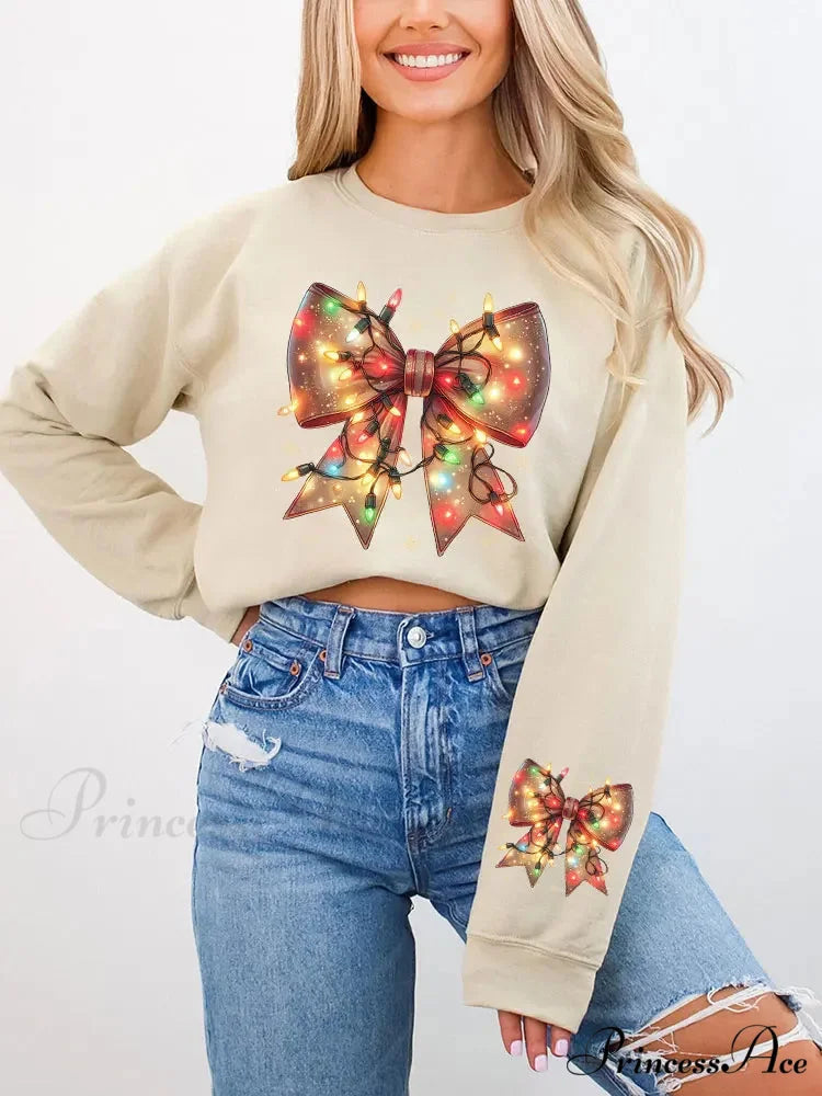 Christmas Lights Coquette Bow Classic Retro Oversized Christmas Hoodie