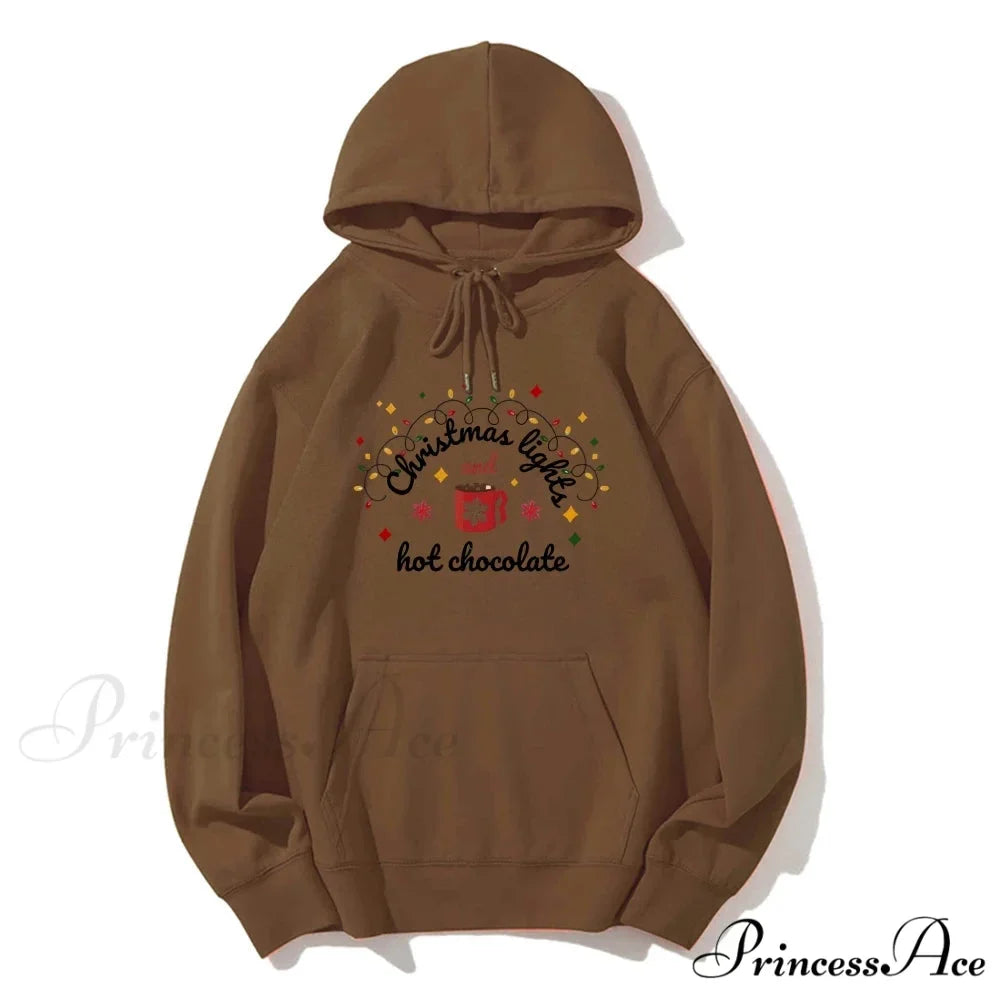 Christmas Lights Hot Chocolate Merry Bright Festive Family Christmas Hoodie