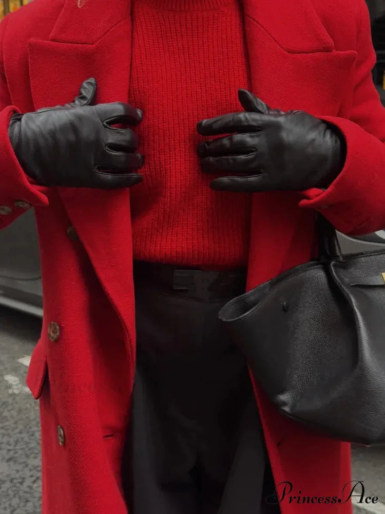 Christmas Red Double Breasted Coat