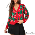 Christmas Sweater Button Diamond Cardigan