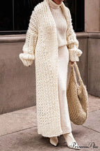 Chunky Knit Cardigan with Openwork Design