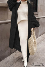 Chunky Knit Cardigan with Openwork Design