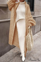 Chunky Knit Cardigan with Openwork Design