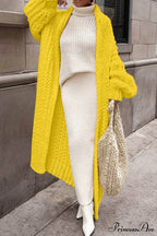 Chunky Knit Cardigan with Openwork Design