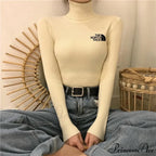 Chunky Ribbed Jumper Cotton Turtleneck Knit Pullover Top