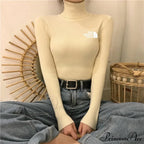 Chunky Ribbed Jumper Cotton Turtleneck Knit Pullover Top