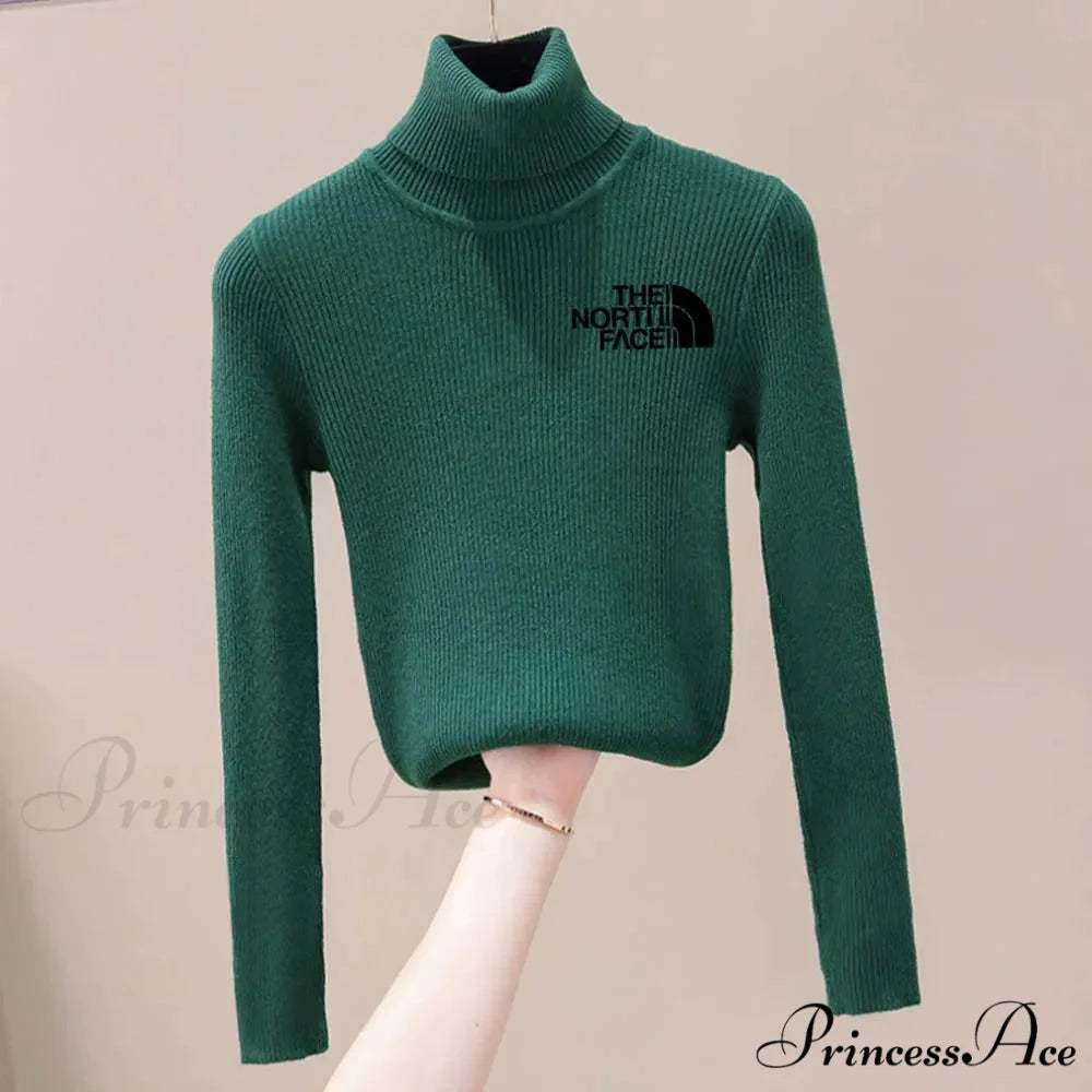 Chunky Ribbed Jumper Cotton Turtleneck Knit Pullover Top