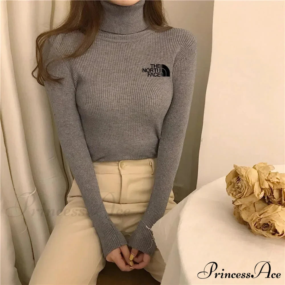 Chunky Ribbed Jumper Cotton Turtleneck Knit Pullover Top
