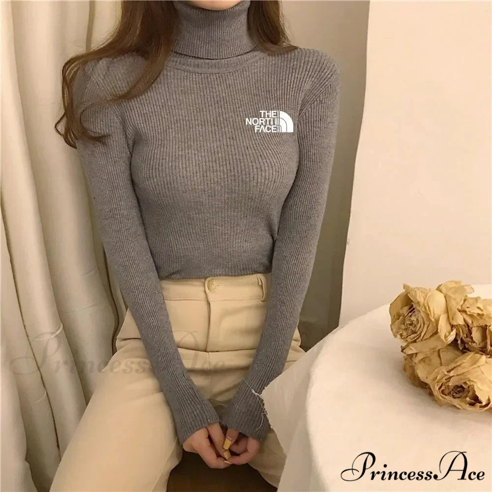 Chunky Ribbed Jumper Cotton Turtleneck Knit Pullover Top