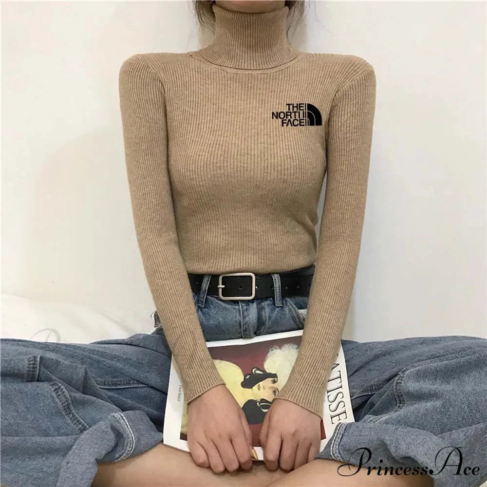 Chunky Ribbed Jumper Cotton Turtleneck Knit Pullover Top