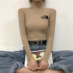 Chunky Ribbed Jumper Cotton Turtleneck Knit Pullover Top