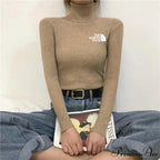 Chunky Ribbed Jumper Cotton Turtleneck Knit Pullover Top