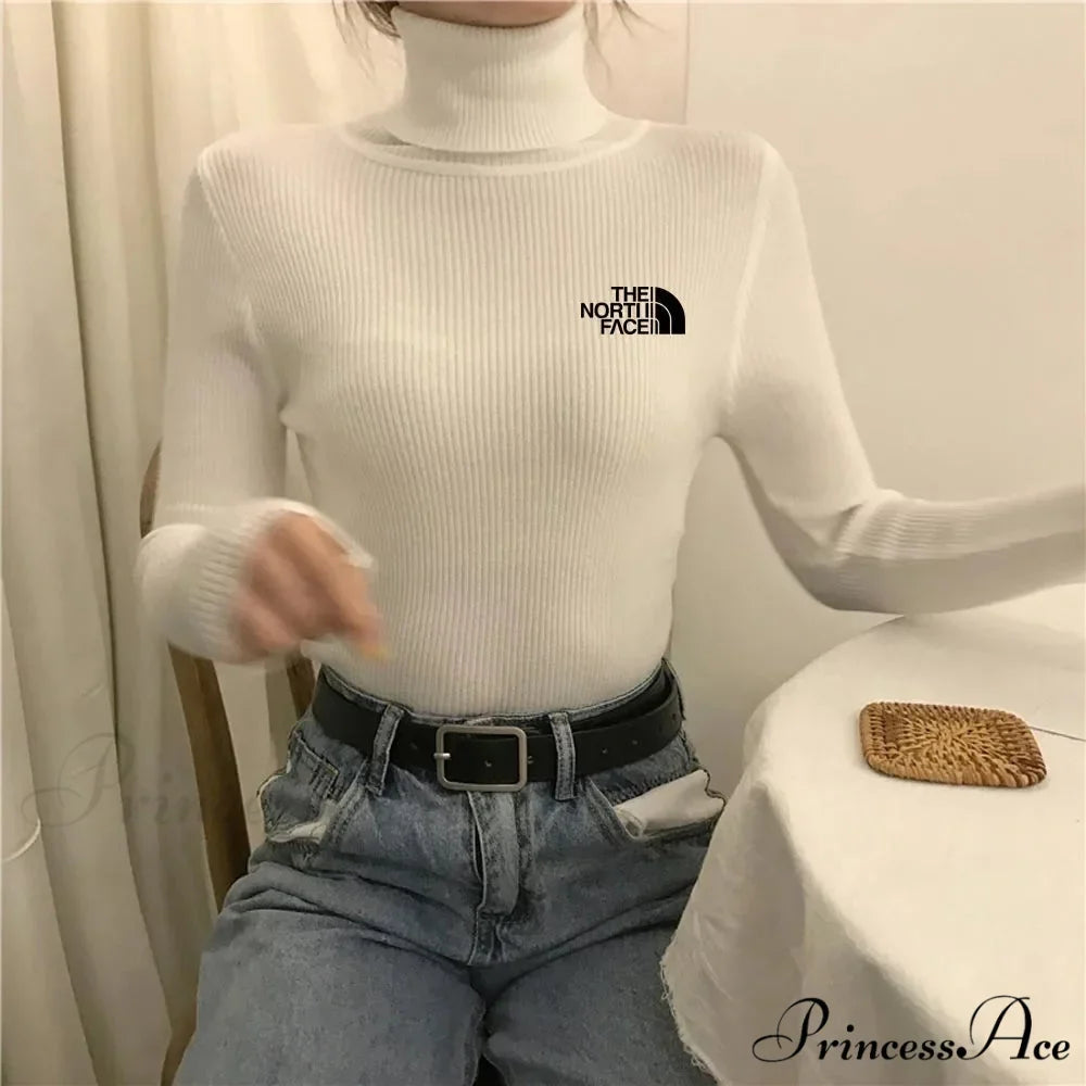 Chunky Ribbed Jumper Cotton Turtleneck Knit Pullover Top