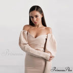 Churses Sexy Puff Sleeve Off The Shoulder Bodycon Dress