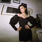 Churses Sexy Puff Sleeve Off The Shoulder Bodycon Dress