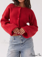 Circular Neck Button-Up Extended Sleeve Cardigan