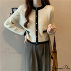 Circular Neck Fastener Stylish Cardigan