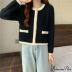 Circular Neck Fastener Stylish Cardigan