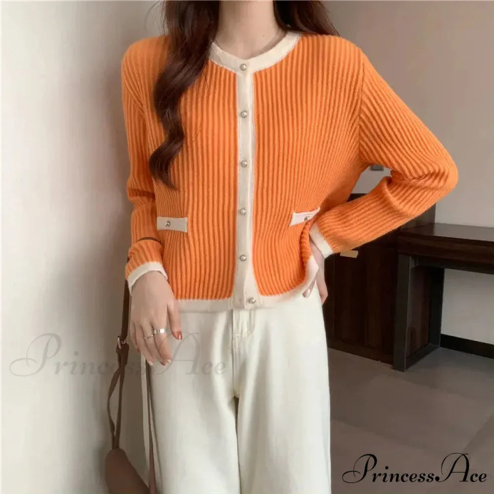 Circular Neck Fastener Stylish Cardigan