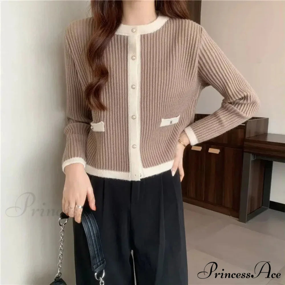 Circular Neck Fastener Stylish Cardigan