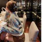 Circular Neck Shade Matching Knitted Fall Cardigan