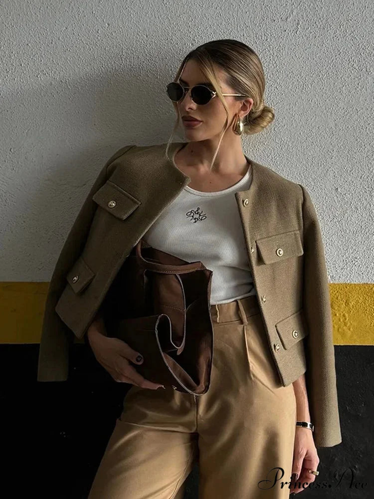 Circular Neck Woolen Brief Jacket