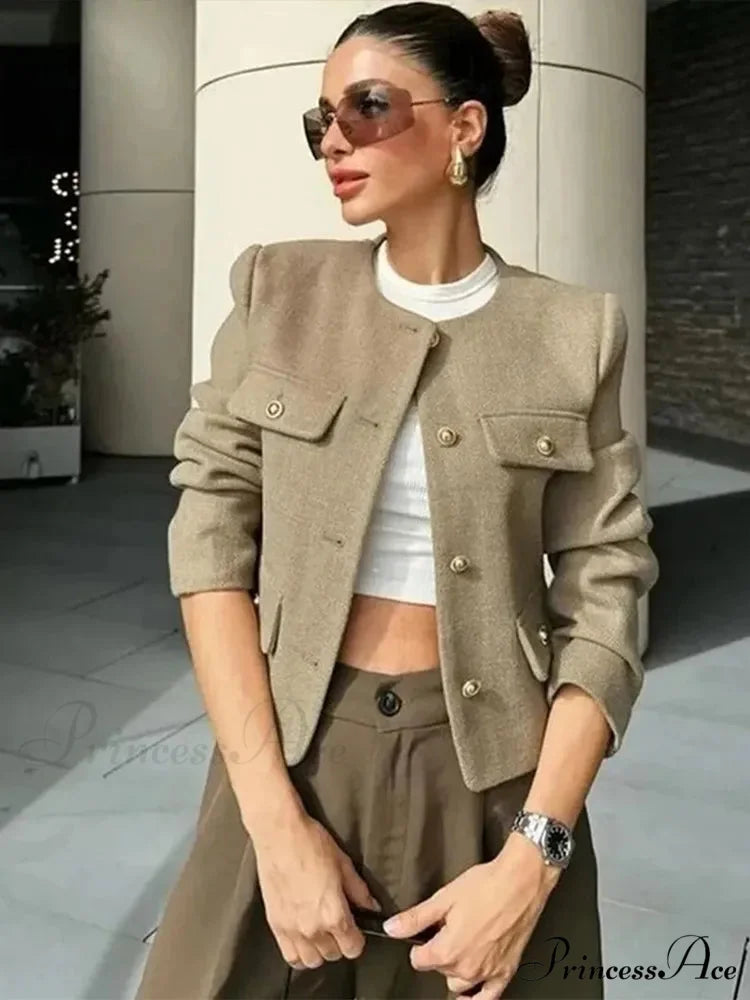 Circular Neck Woolen Brief Jacket