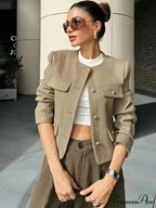 Circular Neck Woolen Brief Jacket