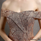 Clara Glitter Off the Graceful Shoulder Split Dress For Prom