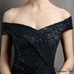 Clara Glitter Off the Graceful Shoulder Split Dress For Prom