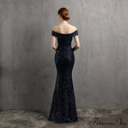 Clara Glitter Off the Graceful Shoulder Split Dress For Prom