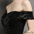 Clara Glitter Off the Graceful Shoulder Split Dress For Prom