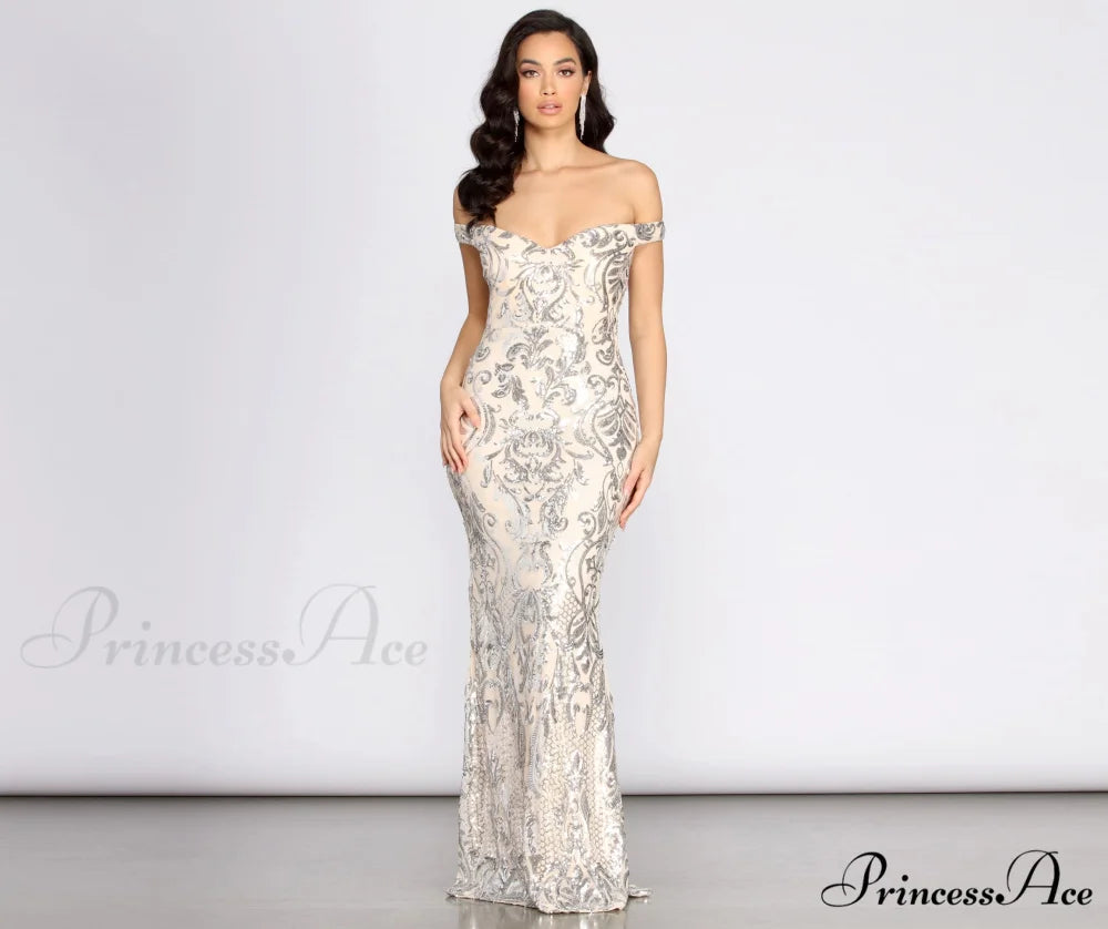 Clara Sequin Stylish Off Shoulder Dress