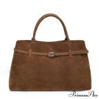 Clasp Ornamental Faux Suede Buckle Oversized Tote Purse