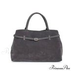 Clasp Ornamental Faux Suede Buckle Oversized Tote Purse