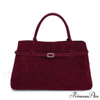 Clasp Ornamental Faux Suede Buckle Oversized Tote Purse