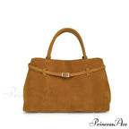 Clasp Ornamental Faux Suede Buckle Oversized Tote Purse