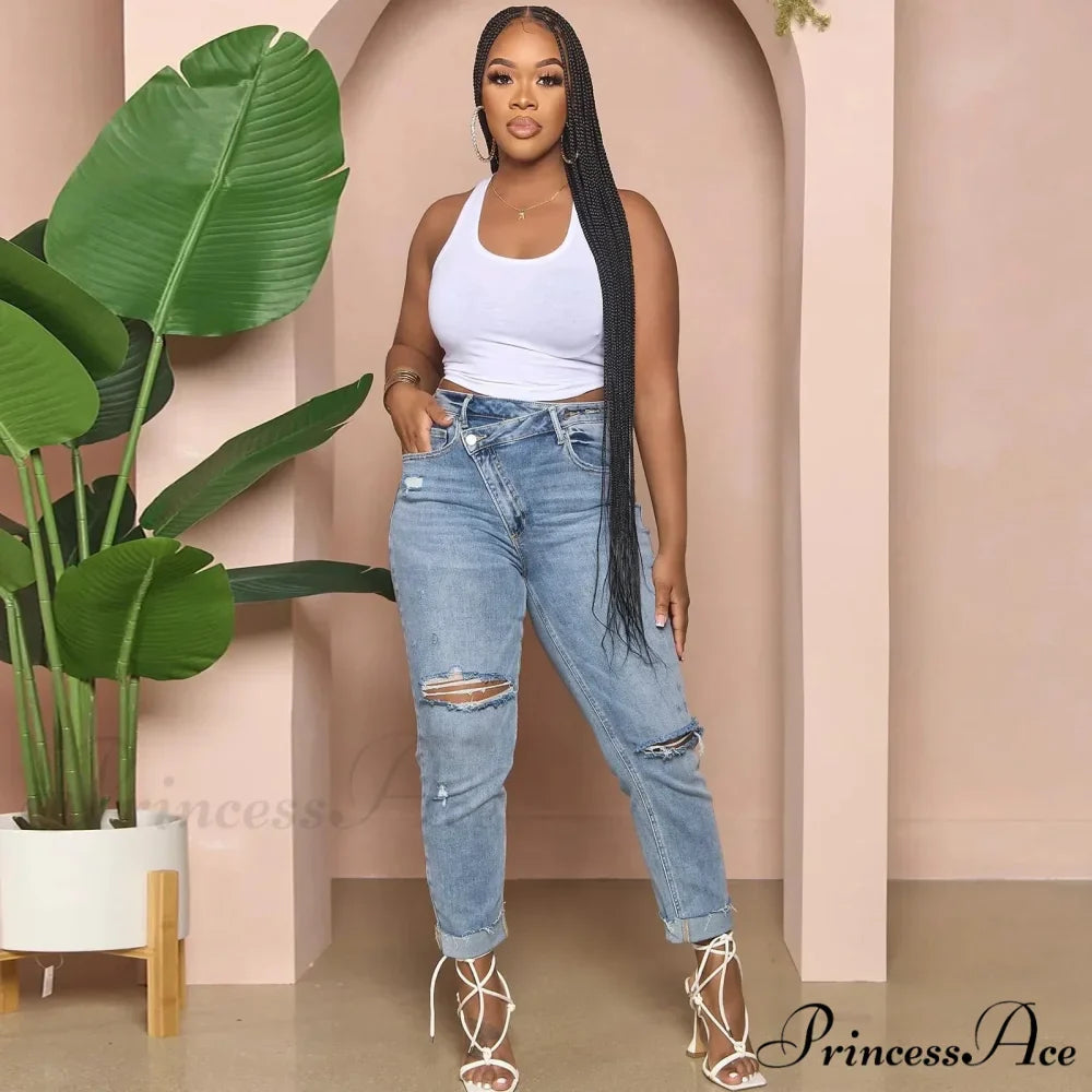 Classic Fashion Stretch Ripped Streetwear Denim Jean