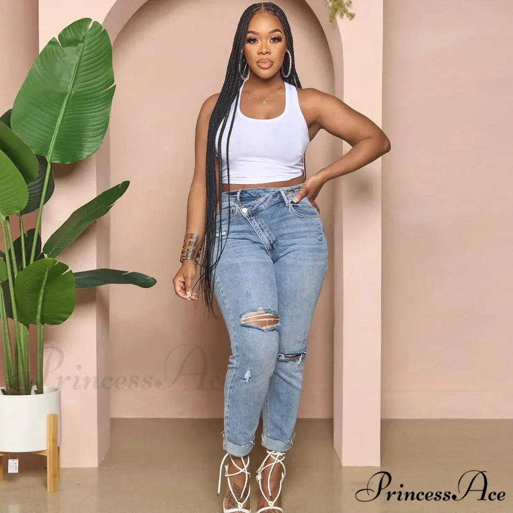 Classic Fashion Stretch Ripped Streetwear Denim Jean