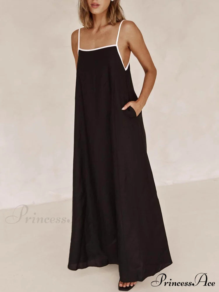 Classic Holiday Style Charming Contrasting Suspender Dress