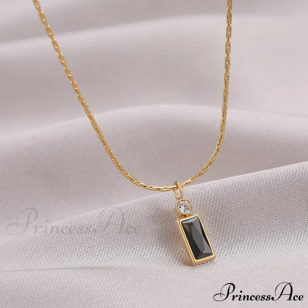 Classic Style Mini Rectangular Shining Zircon Necklaces
