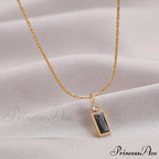 Classic Style Mini Rectangular Shining Zircon Necklaces