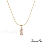 Classic Style Mini Rectangular Shining Zircon Necklaces