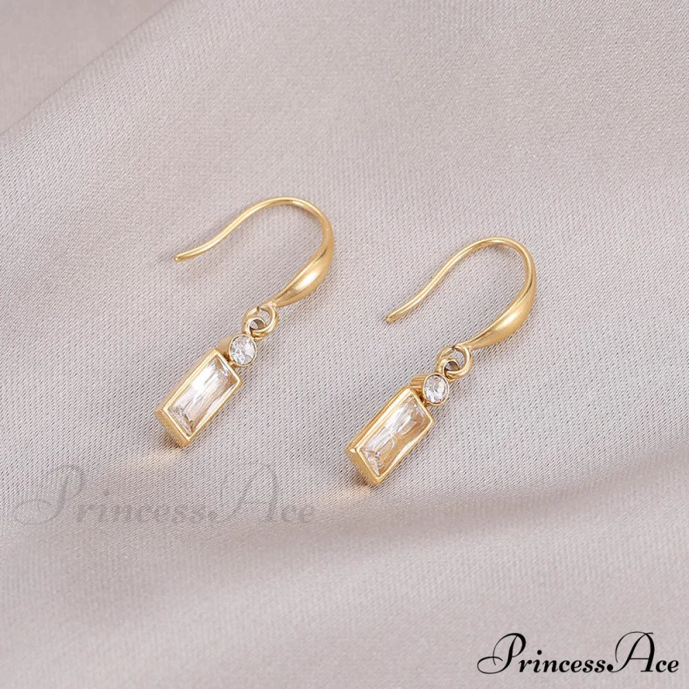 Classic Style Rectangular Stone Dangle Earrings