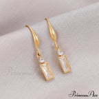 Classic Style Rectangular Stone Dangle Earrings